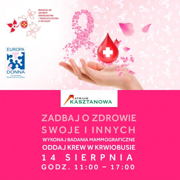 Krwiobus i mammobus przed Atrium Kasztanowa